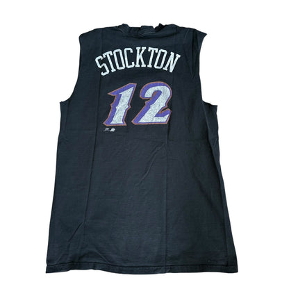 Utah Jazz Basketball Stockton Cutoff Tank Top Shirt Mens Large