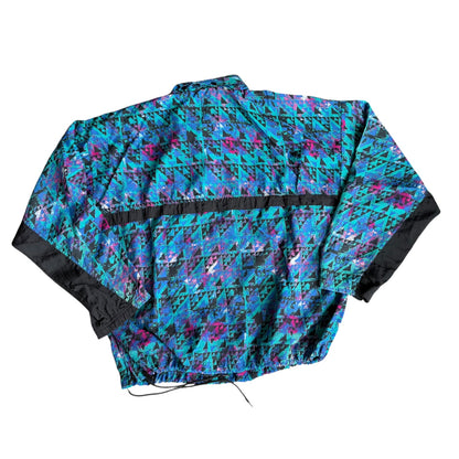 Vintage Reebok Abstract Windbreaker Purple Teal Jacket Mens Large