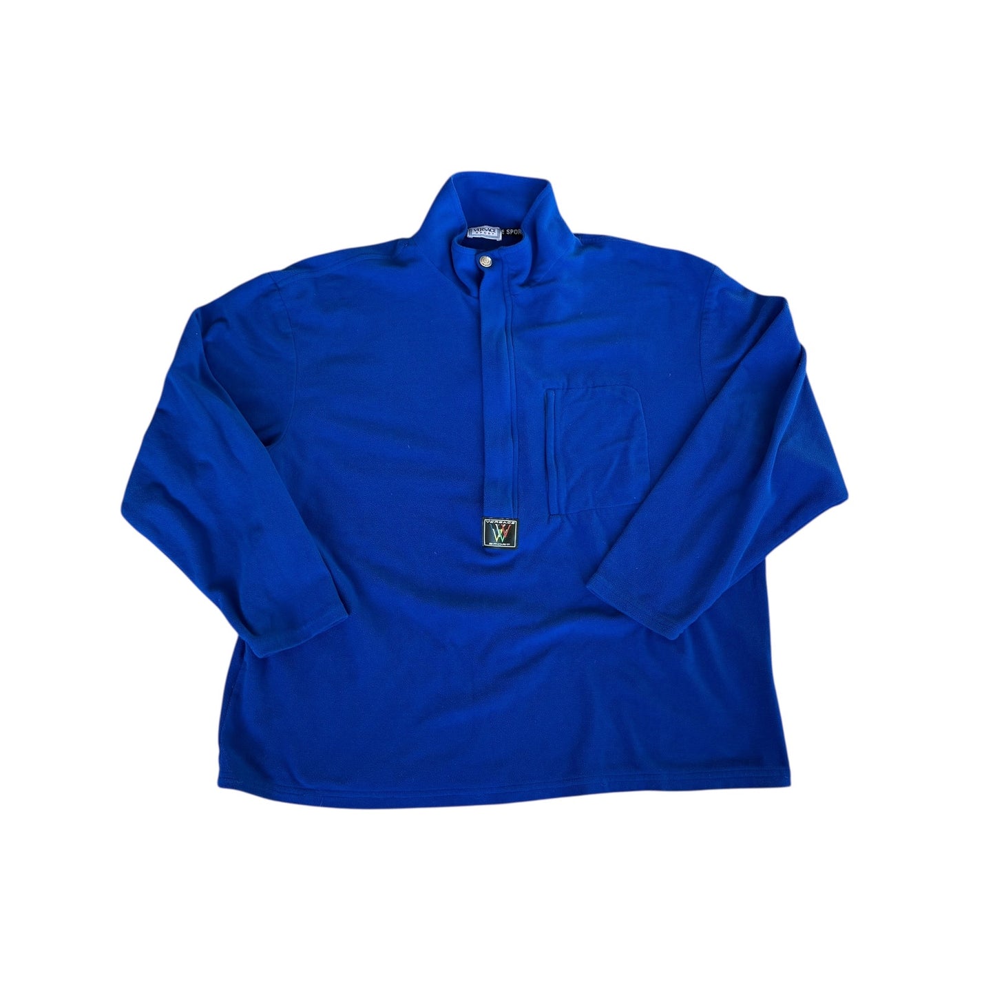 Vintage Versace Sport Blue Quarter Zip Pullover Sweater Mens 2XL