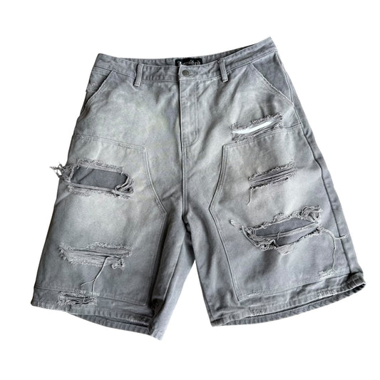 Awaited Gray Denim Distressed Shorts Jorts Mens Large