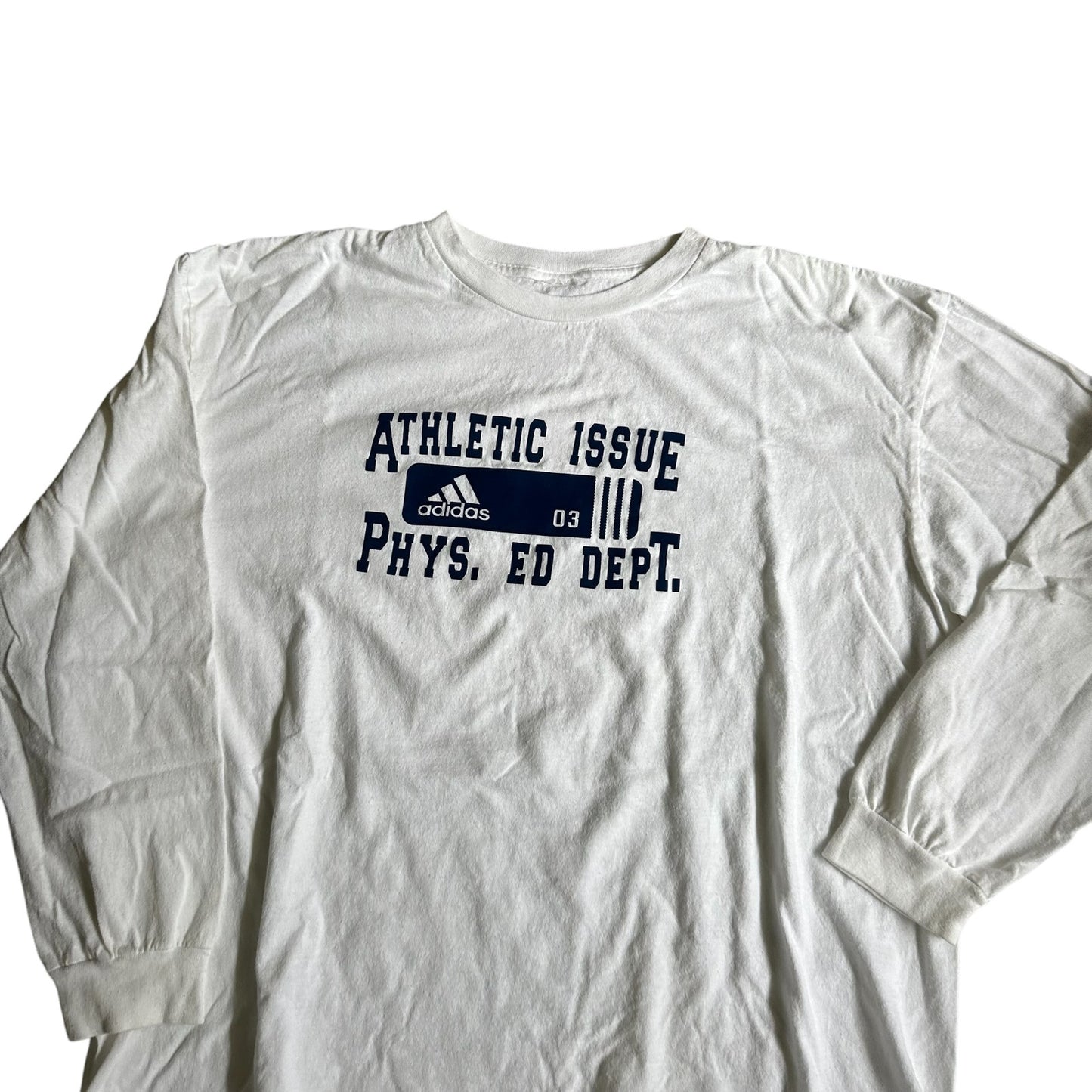 Adidas Athletic Dept Phys Ed LongSleeve White Shirt Mens 2XL