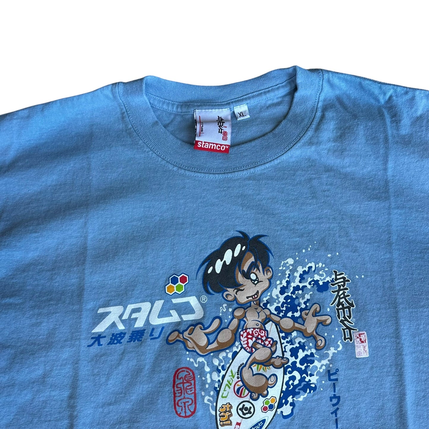 Vintage 90s STAMCO Surfer Anime Tee Shirt Mens XL