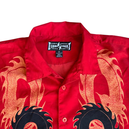 Vintage y2k Dragon Flame Club Shirt Button Down Mens Medium