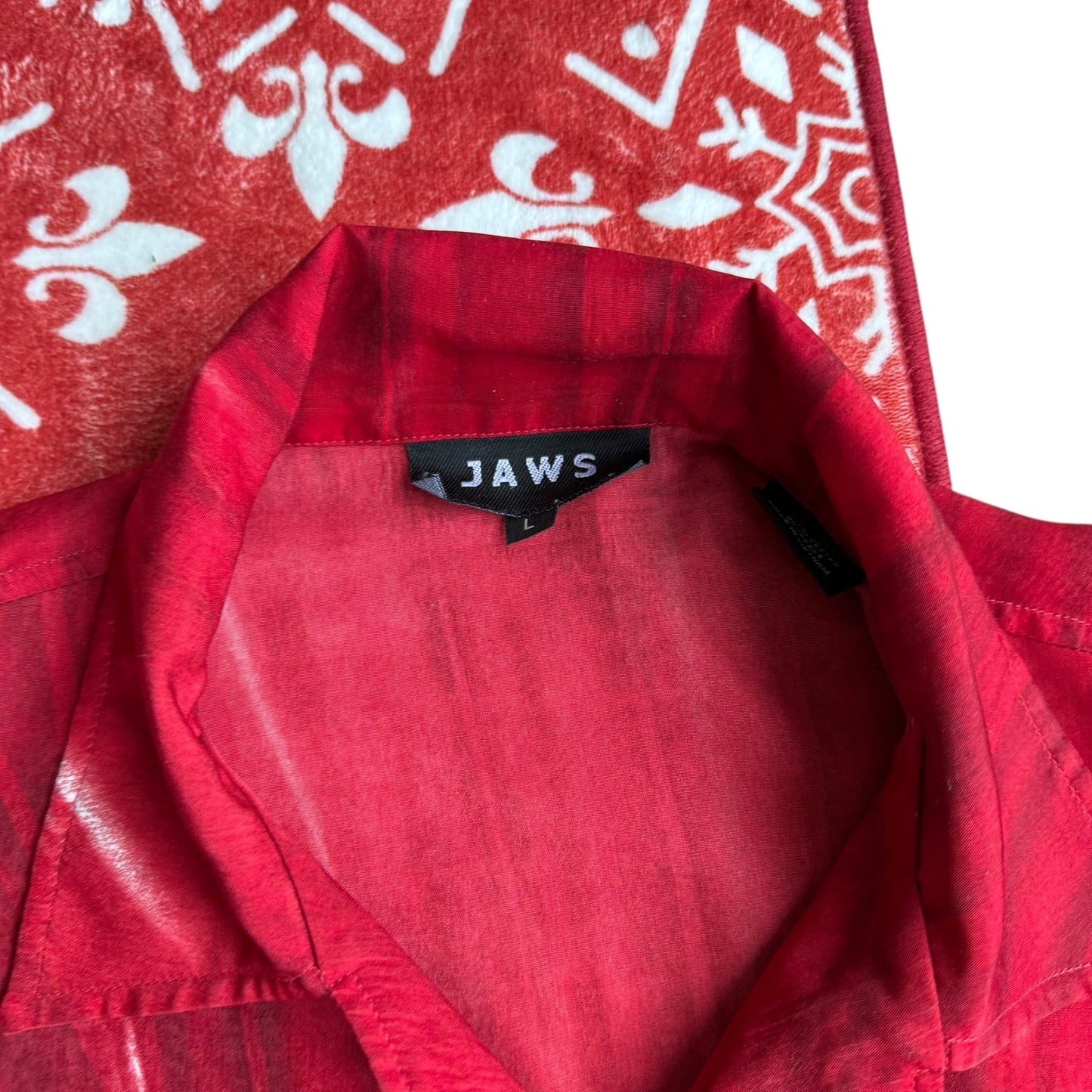 Vintage JAWS Japanese Samurai ButtonUp Shirt Double Sided Mens Large