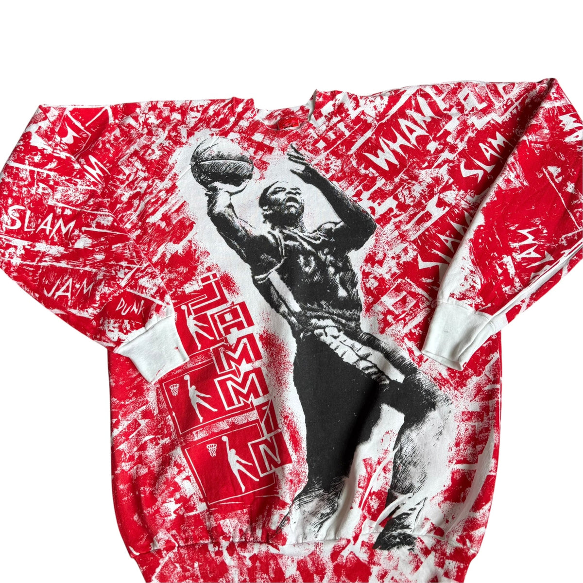 Vintage Basketball Jammin Crewneck Sweater AOP Mens XL