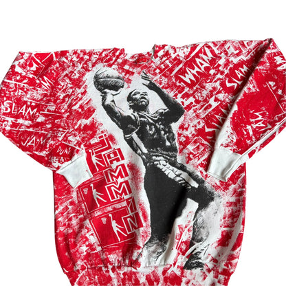 Vintage Basketball Jammin Crewneck Sweater AOP Mens XL