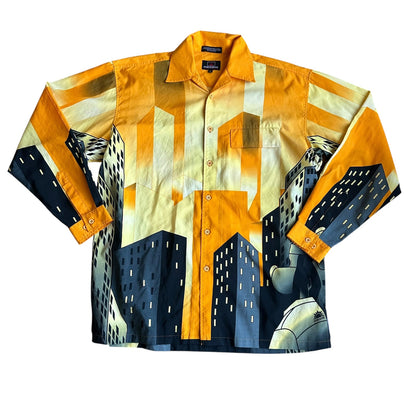 Meoshe 90s y2k AllOverPrint Button Up Shirt Mens LongSleeve Large