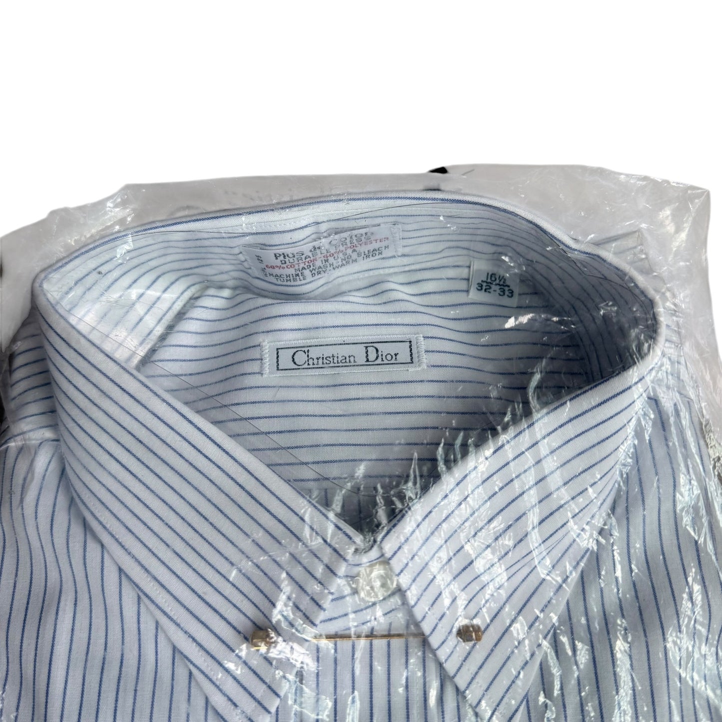 Christian Dior Vintage Button Up Shirt Mens Large 16 1/2