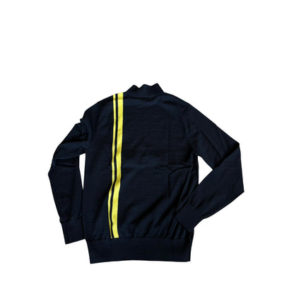 J Lindeberg Black Yellow Stripe Turtleneck Sweater Mens Medium