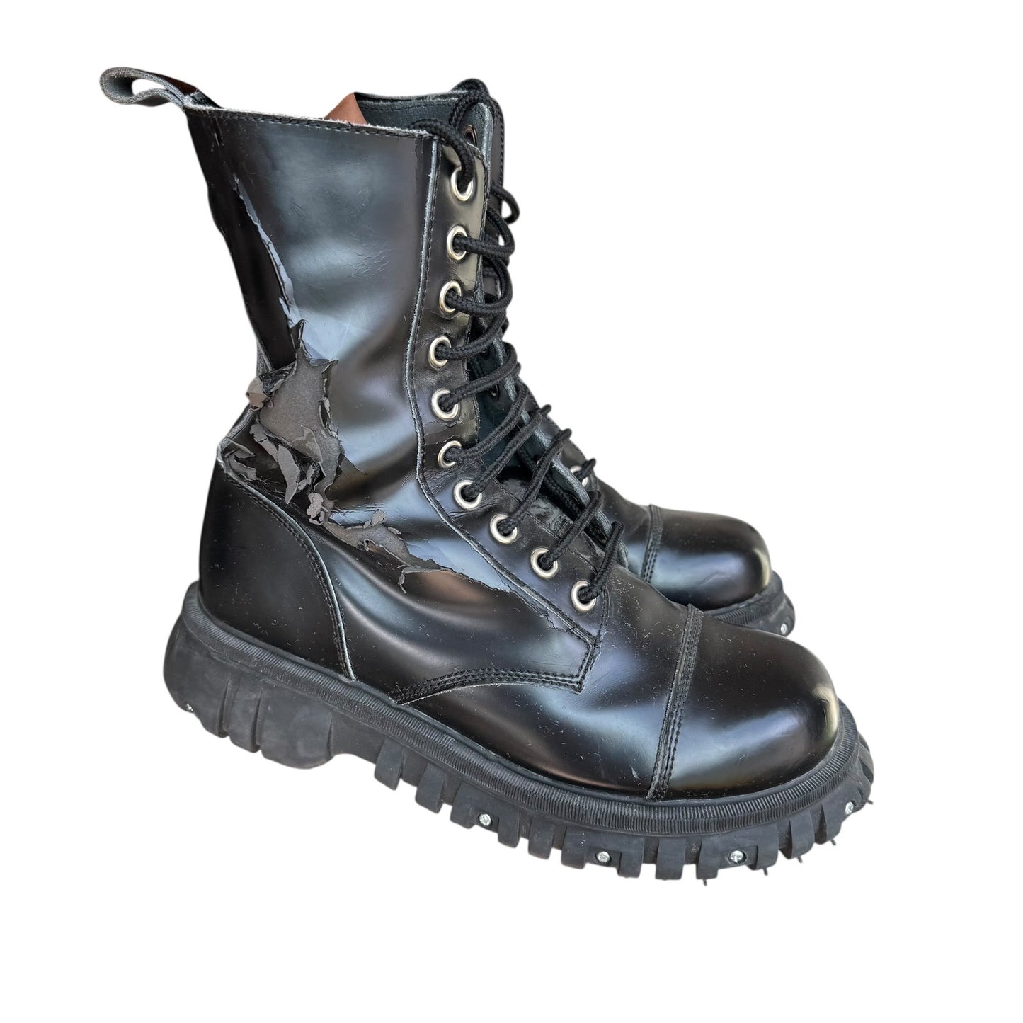 Black T.U.K. Combat Boots Goth Grunge Mens 9