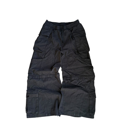 Black Flared Cargo Convertible Pants Baggy Mens Large