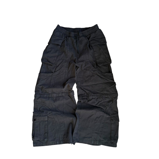Black Flared Cargo Convertible Pants Baggy Mens Large