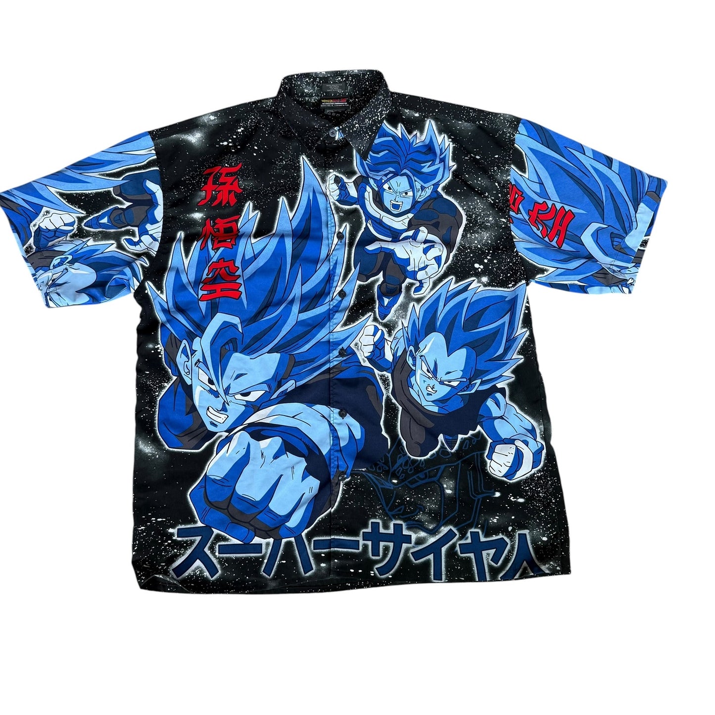 Vintage 2001 DragonBall Z Vegeta Button Up Shirt Mens XL