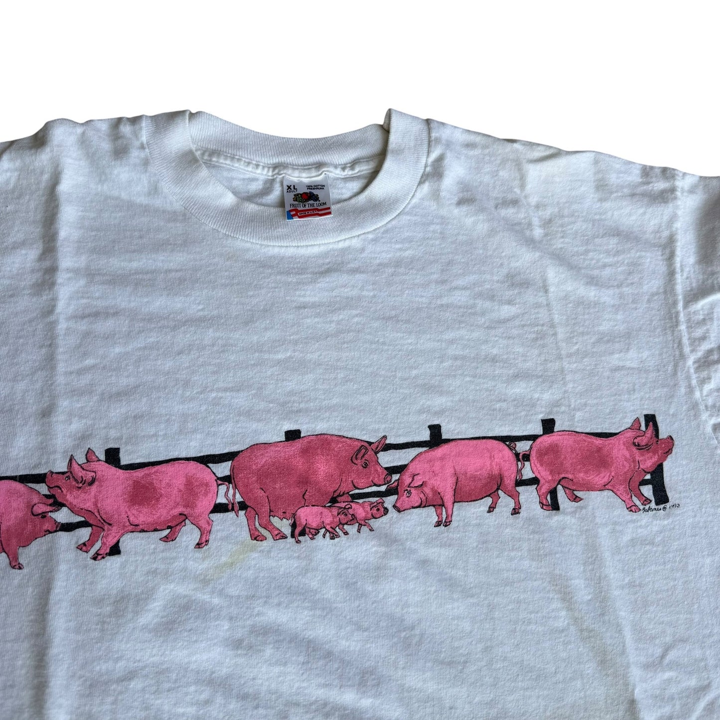 Vintage Double Sided Pigs Tee Shirt FruitoftheLoom 70s