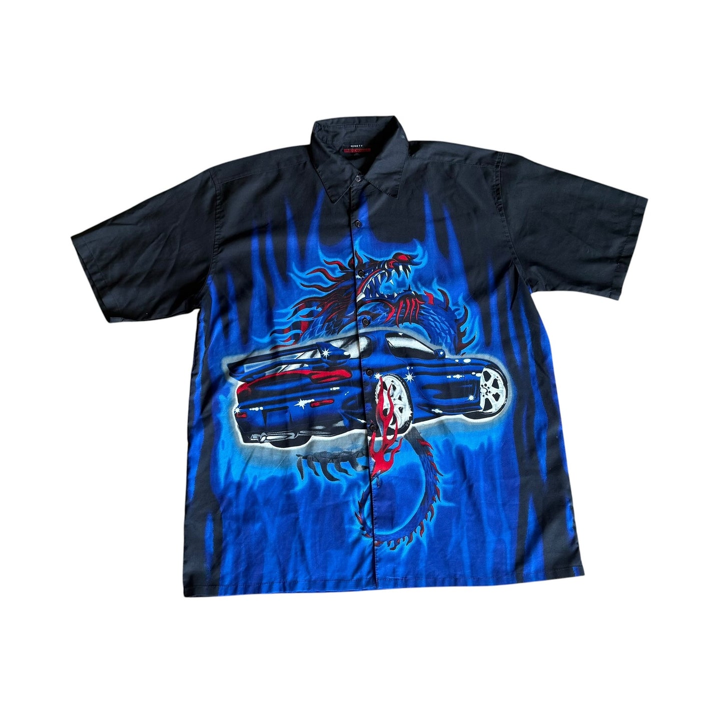 Vintage y2k Japanese Car Tokyo Drift AOP Button Up Mens XL