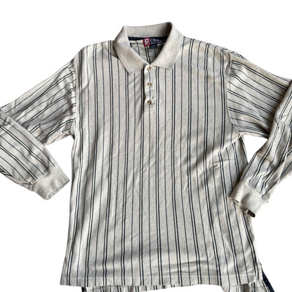 Vintage Chaps Ralph Lauren Cream LongSleeve Polo Shirt Mens Large