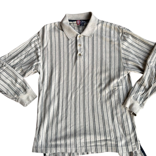 Vintage Chaps Ralph Lauren Cream LongSleeve Polo Shirt Mens Large