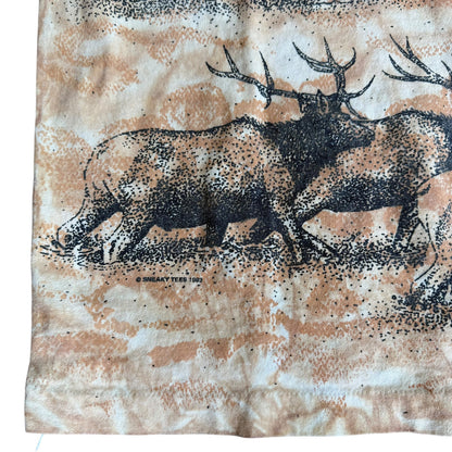 Vintage 1993 Oregon Trail Elk AllOverPrint Tee Shirt Mens XL