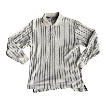 Vintage Chaps Ralph Lauren Cream LongSleeve Polo Shirt Mens Large
