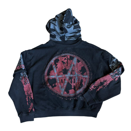 Designer Gothic Vamp Hoodie Sweatshirt ZipUp Mens Black Large