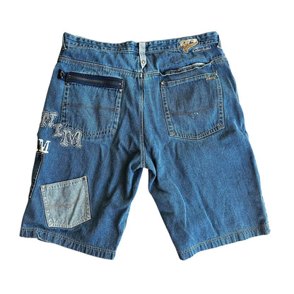 Vintage Raw Blue Denim y2k 2000s Baggy Shorts Jorts Mens 42