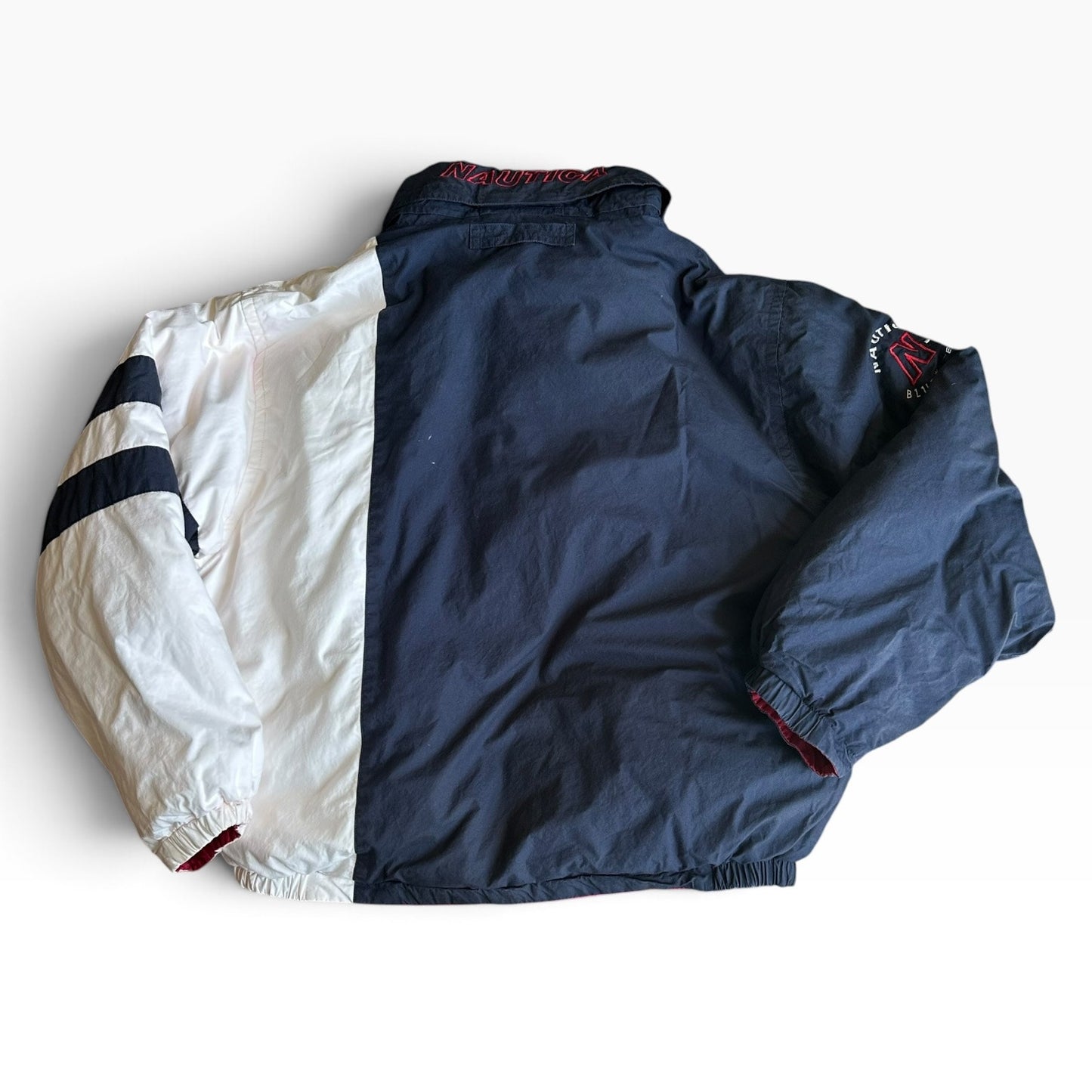 Vintage 90s Nautica Bomber Coat Jacket Mens Reversible Large